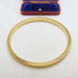 9ct Yellow Gold Engine Turned 'Slave' Bangle Bracelet 1925 Birmingham Antique