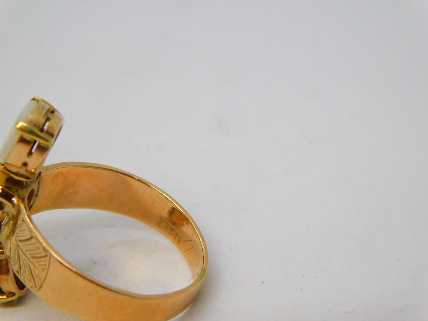Victorian 15ct Yellow Gold, White Opal & Pearl Set Statement Ring Antique c1880