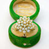 9ct Yellow Gold & White Opal Set Floral Cluster Ring Vintage 1994 Birmingham
