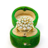9ct Yellow Gold & White Opal Set Floral Cluster Ring Vintage 1994 Birmingham
