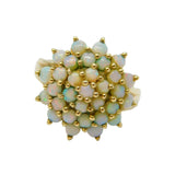 9ct Yellow Gold & White Opal Set Floral Cluster Ring Vintage 1994 Birmingham