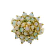 9ct Yellow Gold & White Opal Set Floral Cluster Ring Vintage 1994 Birmingham
