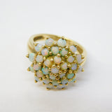 9ct Yellow Gold & White Opal Set Floral Cluster Ring Vintage 1994 Birmingham