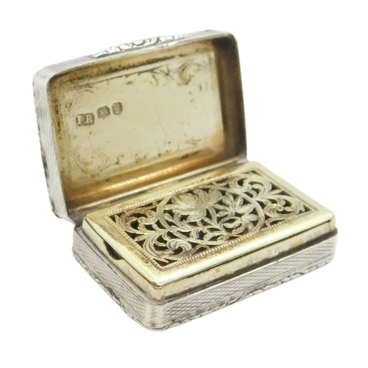 George IV Sterling Silver Floral Pattern Vinaigrette Antique 1822 London