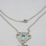 Charles Horner Sterling Silver, Enamel, Pearl Floral Lavalier Necklace Antique 1912 Chester