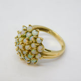 9ct Yellow Gold & White Opal Set Floral Cluster Ring Vintage 1994 Birmingham