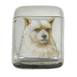 Victorian Sterling Silver Enamel Westie Terrier Dog Vesta Case Antique 1888 Birmingham
