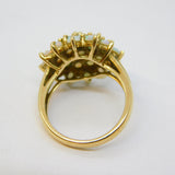 9ct Yellow Gold & White Opal Set Floral Cluster Ring Vintage 1994 Birmingham
