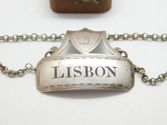 Georgian Sterling Silver 'Lisbon' Wine Decanter Label 1796 Antique Birmingham