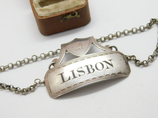 Georgian Sterling Silver 'Lisbon' Wine Decanter Label 1796 Antique Birmingham