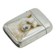 Victorian Sterling Silver Enamel Westie Terrier Dog Vesta Case Antique 1888 Birmingham