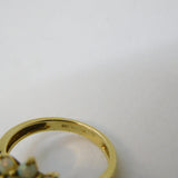 9ct Yellow Gold & White Opal Set Floral Cluster Ring Vintage 1994 Birmingham