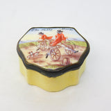 George III Bilston Enamel 'The Hobby Horse' Bicycle Patch Box Antique c1820