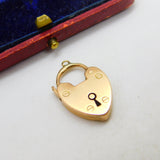 Victorian 9ct Rose Gold Heart Lock Charm Bracelet Clasp 1900 Birmingham
