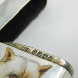Victorian Sterling Silver Enamel Westie Terrier Dog Vesta Case Antique 1888 Birmingham