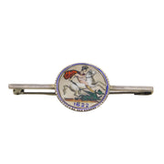 George IV Sterling Silver & Enamel Sixpence Coin Lucky Brooch Antique 1822
