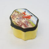 George III Bilston Enamel 'The Hobby Horse' Bicycle Patch Box Antique c1820