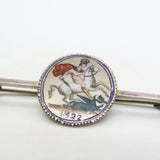 George IV Sterling Silver & Enamel Sixpence Coin Lucky Brooch Antique 1822