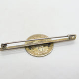George IV Sterling Silver & Enamel Sixpence Coin Lucky Brooch Antique 1822