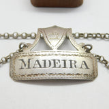 Georgian Sterling Silver 'Madeira' Decanter Label Crested c1775 London Antique