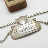 Georgian Sterling Silver 'Madeira' Decanter Label Crested c1775 London Antique