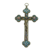 19th Century Italian Large Floral Micro-Mosaic Souvenir Cross Antique c1880