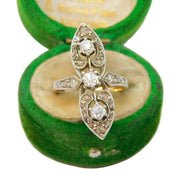 Victorian 14ct Gold, Platinum & Rose-Cut Diamond Floral Dress Ring Antique c1880