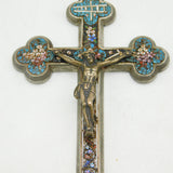 19th Century Italian Large Floral Micro-Mosaic Souvenir Cross Antique c1880