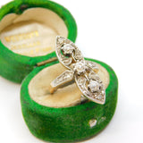 Victorian 14ct Gold, Platinum & Rose-Cut Diamond Floral Dress Ring Antique c1880