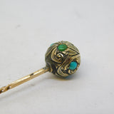 Victorian 15ct Yellow Gold & Turquoise Set Ball Form Stick Pin Antique c1860