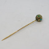 Victorian 15ct Yellow Gold & Turquoise Set Ball Form Stick Pin Antique c1860