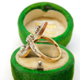 Victorian 14ct Gold, Platinum & Rose-Cut Diamond Floral Dress Ring Antique c1880