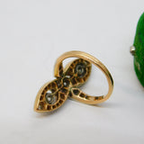 Victorian 14ct Gold, Platinum & Rose-Cut Diamond Floral Dress Ring Antique c1880