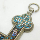 19th Century Italian Large Floral Micro-Mosaic Souvenir Cross Antique c1880