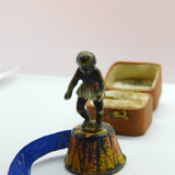 Victorian Vienna Cold Painted Bronze Dancing Figure Novelty Tape Measure Antique
