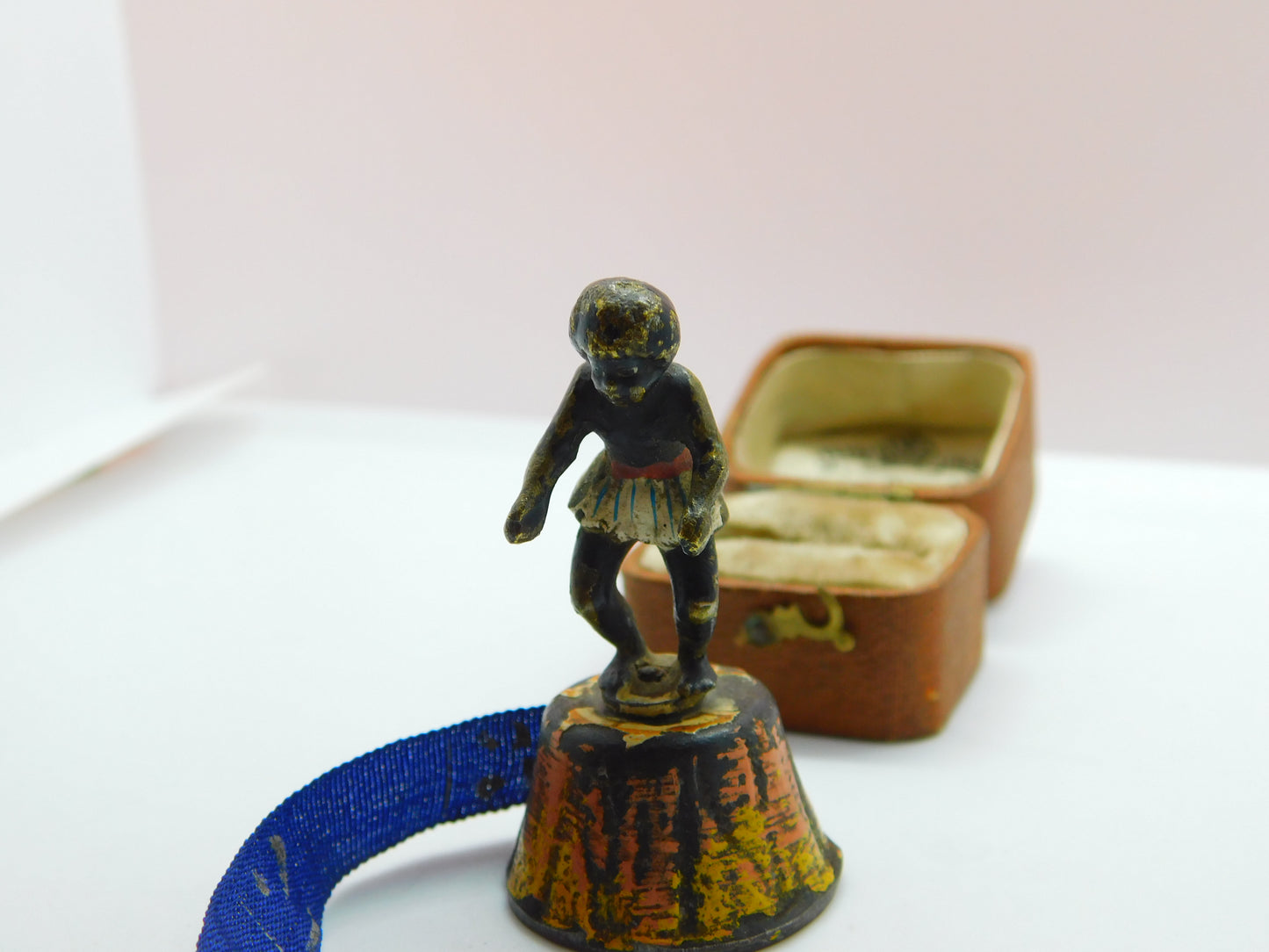 Victorian Vienna Cold Painted Bronze Dancing Figure Novelty Tape Measure Antique