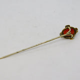 Victorian 15ct Yellow Gold Carved Red Coral Cameo Stick Pin Antique c1860