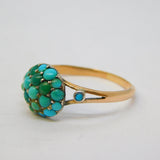 Victorian 9ct Rose Gold Pave-Set Turquoise Shield Dress Ring Antique c1880