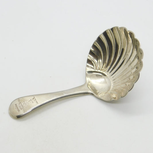George III Sterling Silver Regal Crest Tea Caddy Spoon Antique 1801 London