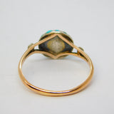 Victorian 9ct Rose Gold Pave-Set Turquoise Shield Dress Ring Antique c1880
