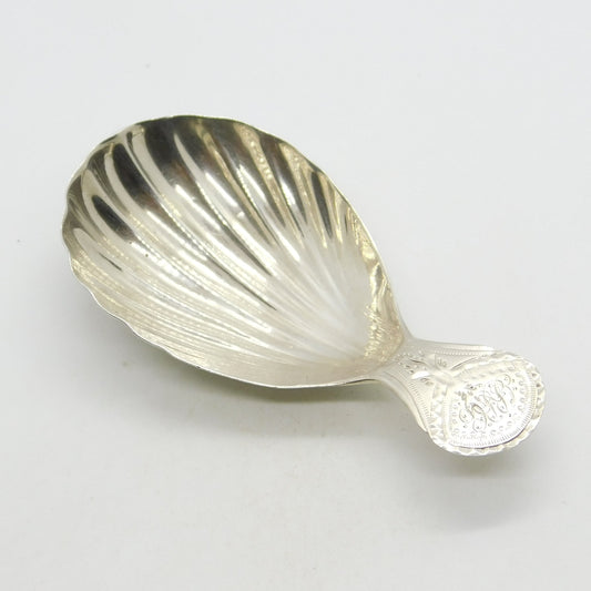 George III Sterling Silver Shell Bowl Tea Caddy Spoon Antique 1794 London