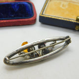 Scottish Sterling Silver, Bloodstone & Agate Thistle Brooch Antique 1925 Deco