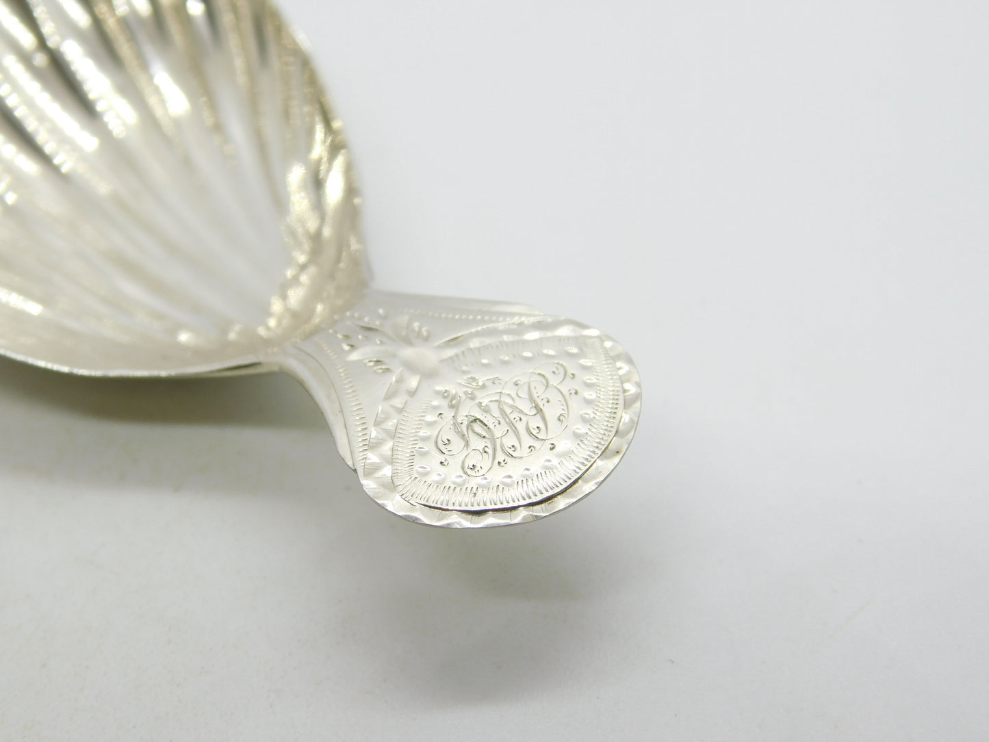 George III Sterling Silver Shell Bowl Tea Caddy Spoon Antique 1794 London