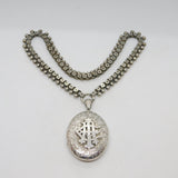 Victorian Sterling Silver Sweetheart Locket on Collar Necklace Antique c1860