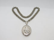 Victorian Sterling Silver Sweetheart Locket on Collar Necklace Antique c1860