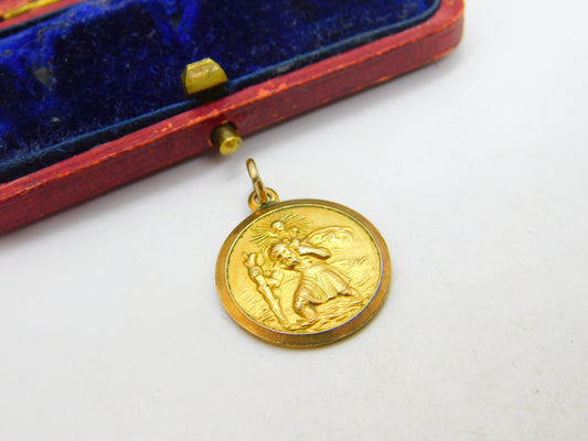 Georg Jensen 9ct Yellow Gold St Christopher Pendant 1967 London Vintage