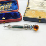 Robert Allison Scottish Sterling Silver Agate, Bloodstone, Citrine Brooch Vintage Edinburgh 1962