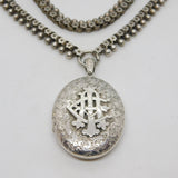 Victorian Sterling Silver Sweetheart Locket on Collar Necklace Antique c1860