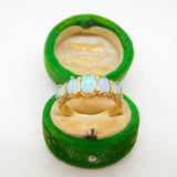 9ct Yellow Gold, Five Stone Graduated Opal Band Ring Vintage 1993 Birmingham