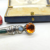 Robert Allison Scottish Sterling Silver Agate, Bloodstone, Citrine Brooch Vintage Edinburgh 1962